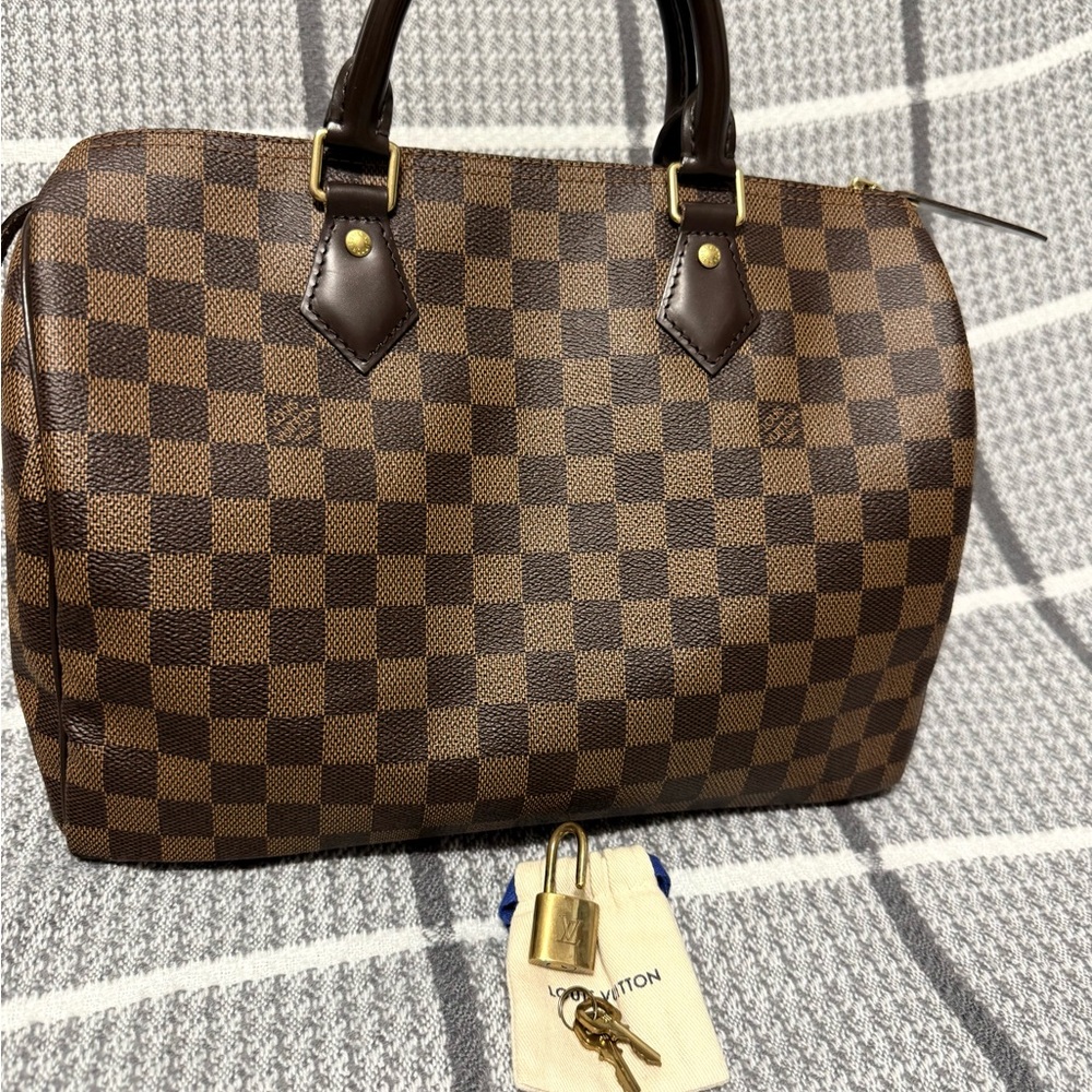 Louis Vuitton Monogram Speedy 30, Gold Lock with Keys and Pouch